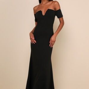 Lulus Lynne Black Off-the-shoulder Maxi Dress - Size L